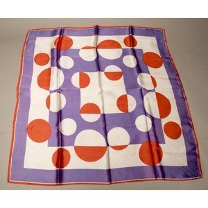 Red Purple Color Block Abstract Retro Print Scarf Vintage Accessory